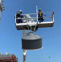 Power Plant Smokestack Telecom Antenna Installation with Boom lift A-300