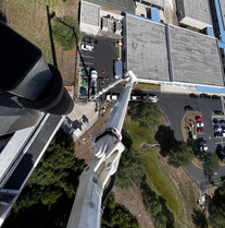 Boom Lift A-210 reaching Monopole Tower