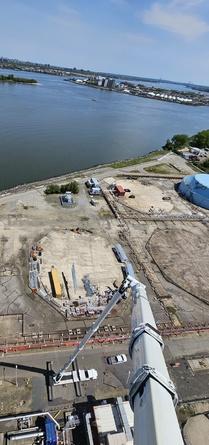 Power Plant Smokestack Telecom Antenna Installation with Boom lift A-300