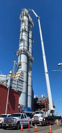 Power Plant Smokestack Telecom Antenna Installation with Boom lift A-300
